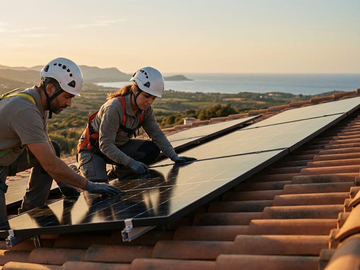 Tecnici Vivisolar installano un impianto fotovoltaico